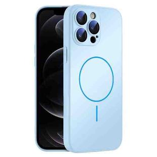 For iPhone 12 Pro Thin Circle MagSafe Skin-feel AG Glass Phone Case(Sky Blue)