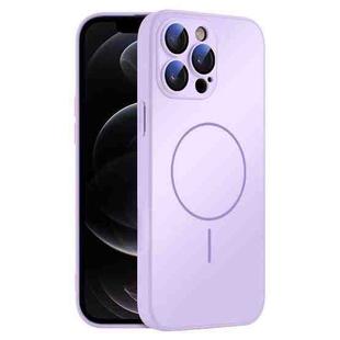 For iPhone 12 Pro Thin Circle MagSafe Skin-feel AG Glass Phone Case(Purple)