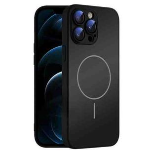 For iPhone 12 Pro Max Thin Circle MagSafe Skin-feel AG Glass Phone Case(Black)