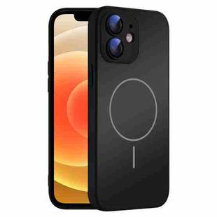 For iPhone 12 Thin Circle MagSafe Skin-feel AG Glass Phone Case(Black)