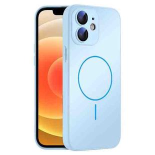 For iPhone 12 Thin Circle MagSafe Skin-feel AG Glass Phone Case(Sky Blue)