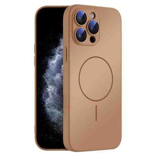 For iPhone 11 Pro Max Thin Circle MagSafe Skin-feel AG Glass Phone Case(Desert Gold)