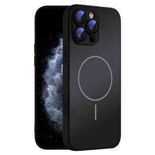 For iPhone 11 Pro Max Thin Circle MagSafe Skin-feel AG Glass Phone Case(Black)