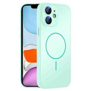 For iPhone 11 Thin Circle MagSafe Skin-feel AG Glass Phone Case(Light Cyan)
