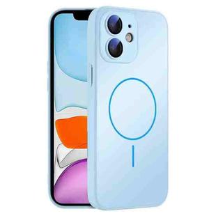 For iPhone 11 Thin Circle MagSafe Skin-feel AG Glass Phone Case(Sky Blue)