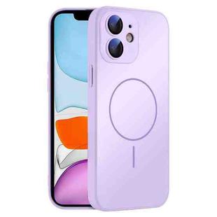 For iPhone 11 Thin Circle MagSafe Skin-feel AG Glass Phone Case(Purple)