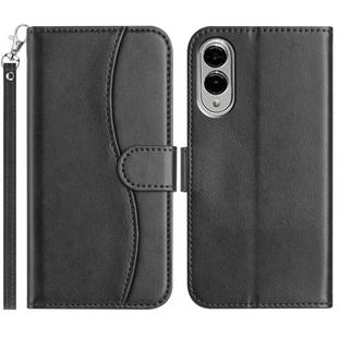 For Samsung Galaxy S25 Edge 5G Dual-Folded S-shape Leather Phone Case(Black)