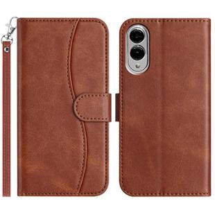 For Samsung Galaxy S25 Edge 5G Dual-Folded S-shape Leather Phone Case(Coffee)