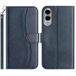 For Samsung Galaxy S25 Edge 5G Dual-Folded S-shape Leather Phone Case(Navy Blue)