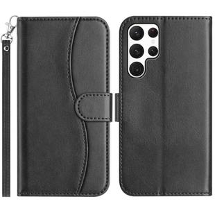 For Samsung Galaxy S24 Ultra 5G Dual-Folded S-shape Leather Phone Case(Black)