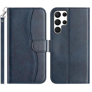 For Samsung Galaxy S24 Ultra 5G Dual-Folded S-shape Leather Phone Case(Navy Blue)