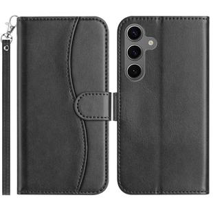 For Samsung Galaxy S24+ 5G Dual-Folded S-shape Leather Phone Case(Black)