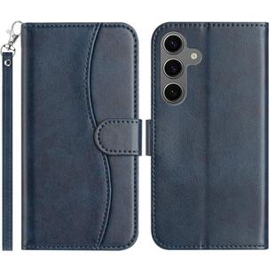 For Samsung Galaxy S24+ 5G Dual-Folded S-shape Leather Phone Case(Navy Blue)