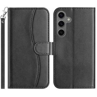 For Samsung Galaxy S24 FE 5G Dual-Folded S-shape Leather Phone Case(Black)