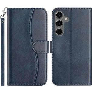 For Samsung Galaxy S24 FE 5G Dual-Folded S-shape Leather Phone Case(Navy Blue)