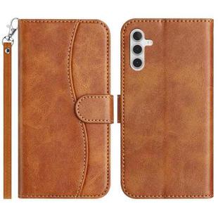 For Samsung Galaxy S23 FE 5G Dual-Folded S-shape Leather Phone Case(Brown)
