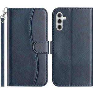 For Samsung Galaxy S23 FE 5G Dual-Folded S-shape Leather Phone Case(Navy Blue)