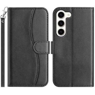 For Samsung Galaxy S23 5G Dual-Folded S-shape Leather Phone Case(Black)