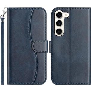 For Samsung Galaxy S23+ 5G Dual-Folded S-shape Leather Phone Case(Navy Blue)