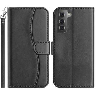 For Samsung Galaxy S21 FE 5G Dual-Folded S-shape Leather Phone Case(Black)