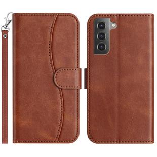 For Samsung Galaxy S21 FE 5G Dual-Folded S-shape Leather Phone Case(Coffee)