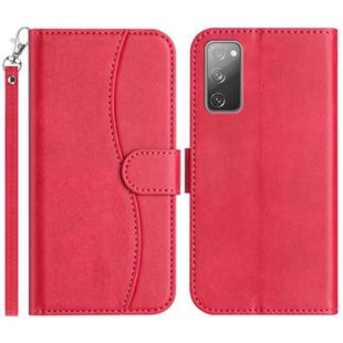 For Samsung Galaxy S20 FE Dual-Folded S-shape Leather Phone Case(Rose Red)