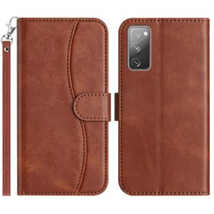 For Samsung Galaxy S20 FE Dual-Folded S-shape Leather Phone Case(Coffee)