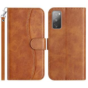 For Samsung Galaxy S20 FE Dual-Folded S-shape Leather Phone Case(Brown)