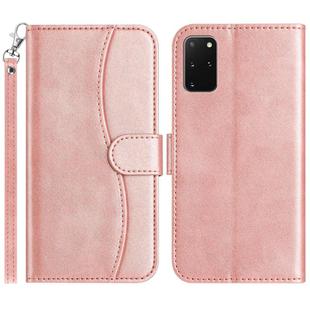 For Samsung Galaxy S20+ Dual-Folded S-shape Leather Phone Case(Rose Gold)
