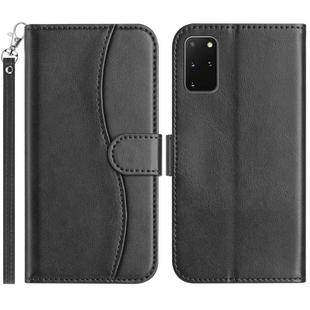 For Samsung Galaxy S20+ Dual-Folded S-shape Leather Phone Case(Black)