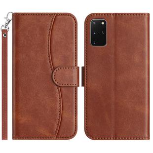 For Samsung Galaxy S20+ Dual-Folded S-shape Leather Phone Case(Coffee)