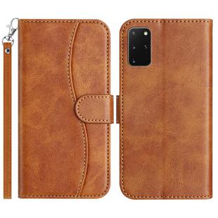 For Samsung Galaxy S20+ Dual-Folded S-shape Leather Phone Case(Brown)