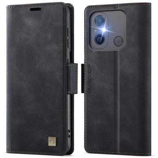 For Redmi 11A / 12C AutSpace A11 Side Buckle MagSafe Magnetic RFID Phone Leather Case(Black)