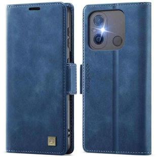 For Redmi 11A / 12C AutSpace A11 Side Buckle MagSafe Magnetic RFID Phone Leather Case(Blue)