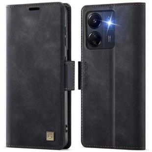 For Redmi 13C AutSpace A11 Side Buckle MagSafe Magnetic RFID Phone Leather Case(Black)
