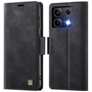 For Redmi Note 13 5G AutSpace A11 Side Buckle MagSafe Magnetic RFID Phone Leather Case(Black)
