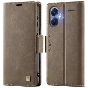 For Redmi Note 13 Pro+ 5G AutSpace A11 Side Buckle MagSafe Magnetic RFID Phone Leather Case(Coffee)