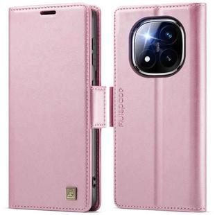 For Redmi Note 14 Pro 5G AutSpace A11 Side Buckle MagSafe Magnetic RFID Phone Leather Case(Rose Gold)