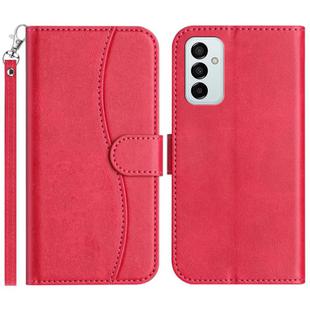 For Samsung Galaxy M23 Dual-Folded S-shape Leather Phone Case(Rose Red)