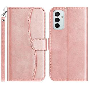 For Samsung Galaxy M23 Dual-Folded S-shape Leather Phone Case(Rose Gold)