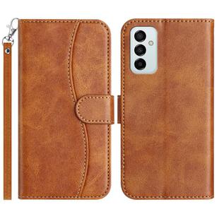 For Samsung Galaxy M23 Dual-Folded S-shape Leather Phone Case(Brown)