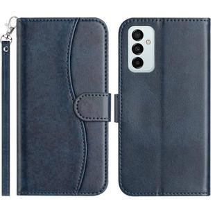 For Samsung Galaxy M23 Dual-Folded S-shape Leather Phone Case(Navy Blue)