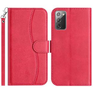 For Samsung Galaxy Note20 Dual-Folded S-shape Leather Phone Case(Rose Red)
