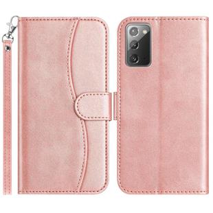 For Samsung Galaxy Note20 Dual-Folded S-shape Leather Phone Case(Rose Gold)