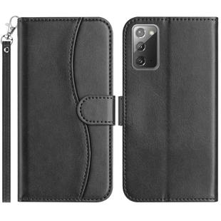 For Samsung Galaxy Note20 Dual-Folded S-shape Leather Phone Case(Black)