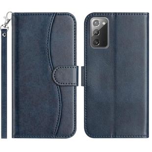 For Samsung Galaxy Note20 Dual-Folded S-shape Leather Phone Case(Navy Blue)