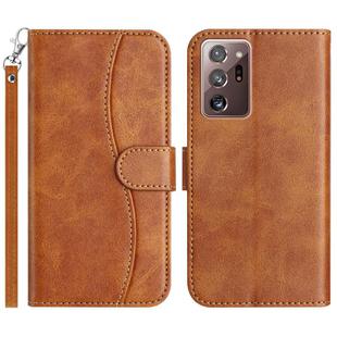 For Samsung Galaxy Note20 Ultra Dual-Folded S-shape Leather Phone Case(Brown)