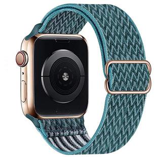 For Apple Watch 46mm / 49mm / 45mm / 44mm Kalebol Eight Buckle Wavy Braided Nylon Watch Band(Emerald Green)