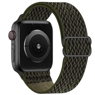 For Apple Watch 46mm / 49mm / 45mm / 44mm Kalebol Eight Buckle Wavy Braided Nylon Watch Band(Army Green)