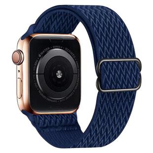 For Apple Watch 46mm / 49mm / 45mm / 44mm Kalebol Eight Buckle Wavy Braided Nylon Watch Band(Dark Blue)